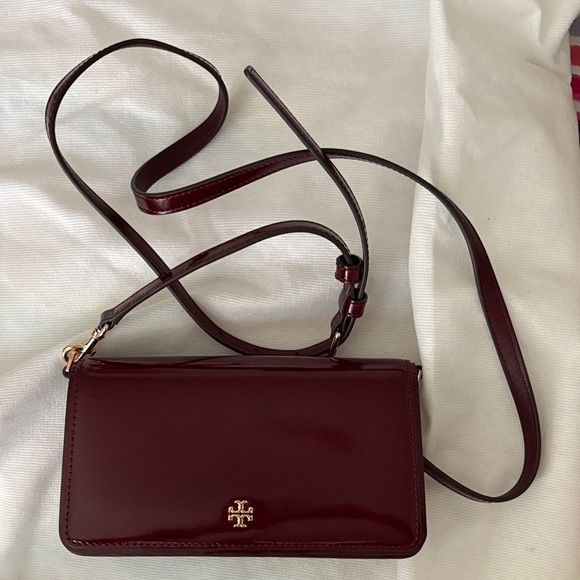 Tory Burch Deep Emerson Burgundy Crossbody Bag